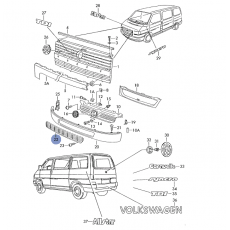 Решетка в накладку под фары Caravelle черная VAG 7D085365401C