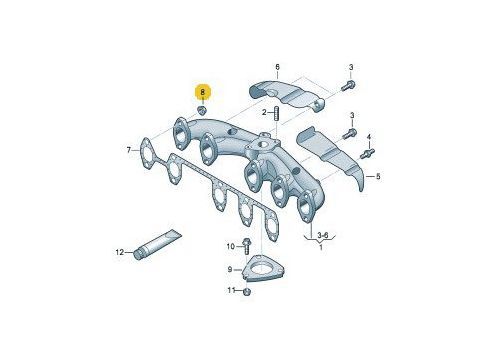 Коллектор выпускной гайка M8 VAG N90894601