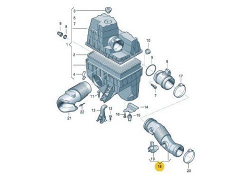 Корпус воздушного фильтра 2.0 трубка VAG 7H0129684