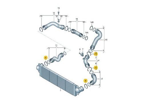 Охладитель наддува воздуха Зажим VAG 1J0145769H