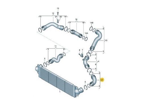 Охладитель наддува воздуха Шланг AXD,AXE,BLJ,AXB,AXC VAG 7H0145790D