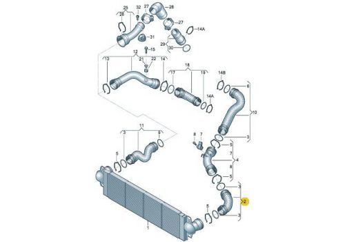 Охладитель наддува воздуха Шланг BRR,BRS VAG 7H0145790E