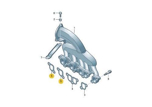 Прокладка впускного коллектора AXD AXE BJL 2.5 (надо 2 штуки) VAG 070129717B