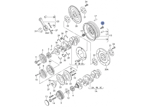 Болт крепления маховика 1 штука М10x19,5 +T4 +LT  SACHS 3096005000