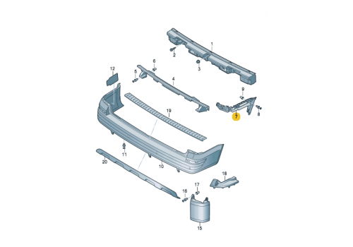 Направляющая заднего бампера правая VAG 7E0807394C