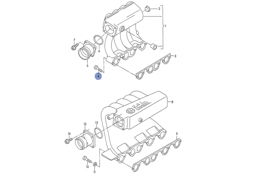 Болт впускного коллектора М8х65 VAG N90144202