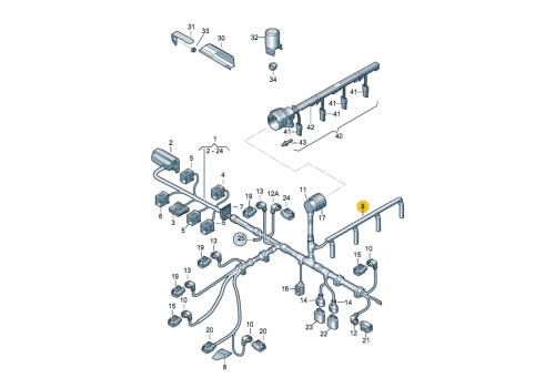 Жгут проводов для свечей накала 1.9 AXB AXC VAG 038971782B