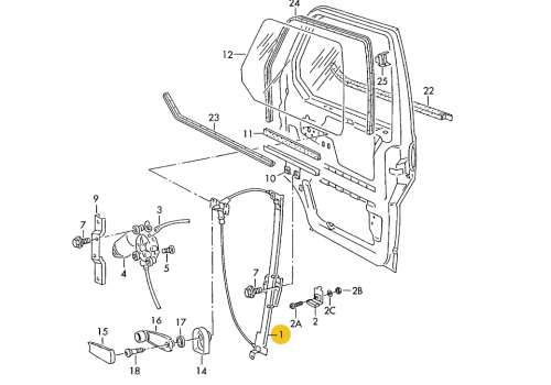 Механизм стеклоподъемника механика L VAG 701837501B Б/У