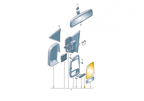 Стекло зеркала L электрическое VAG 2E1857587