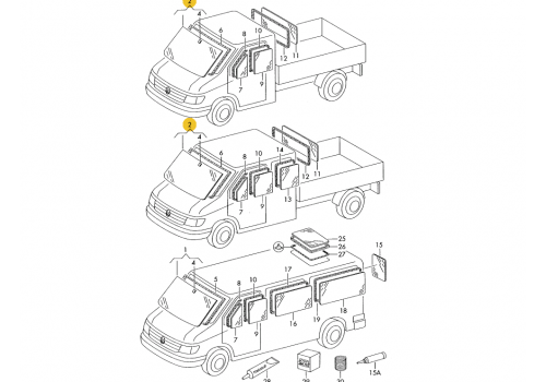 Стекло лобовое грузовая платформа двойная кабина VAG 2D3845099B