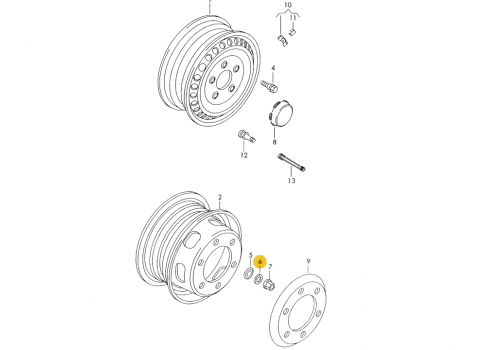 Гайка колесная пружинное кольцо VAG 2D0601146