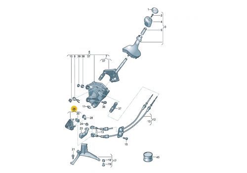 Рычаг переключения передач промежуточный КПП-5 VAG 7H0711202E