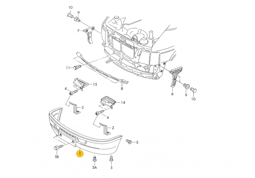 Бампер передний 96г.->> VAG 2D0807102HB41