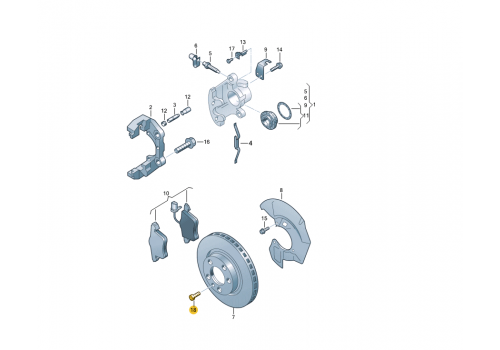 Болт крепления тормозного диска М10х1x13x19 VAG N91017302