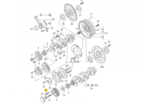 Болт крепления шкива к шестерне коленвалу М8х45 VAG N90348706