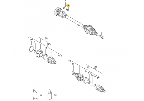 Болт на ШРУС внутренний М10x48 VAG N90668201