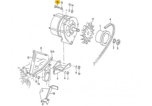 Болт натяжки генератора VAG 034903555B