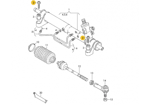 Болт рулевой рейки М10x60 VAG N90626802