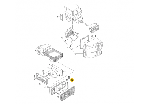 Задний фонарь стекло А/м с грузовой платформой + T-4 VAG 283945223F
