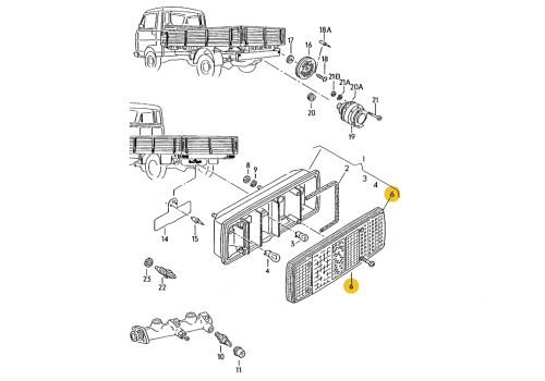 Задний фонарь стекло А/м с грузовой платформой + T-4 VAG 283945223F