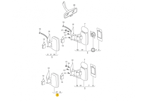 Зеркало механическое L API VW830941E-1L00