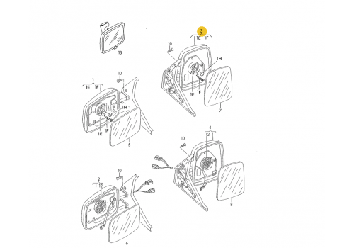 Зеркало R VAG 701857508F01C