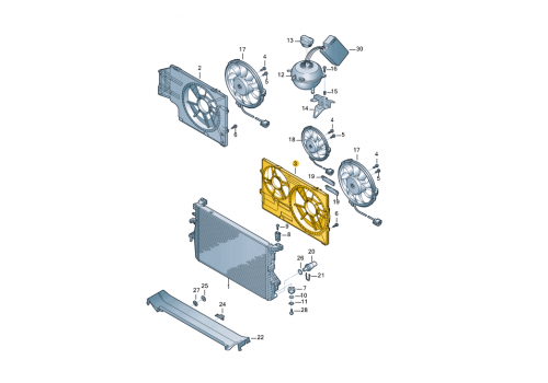 Кожух вентилятора радиатора для двух вентиляторов AXB,AXC,AXA VAG 7H0121207F