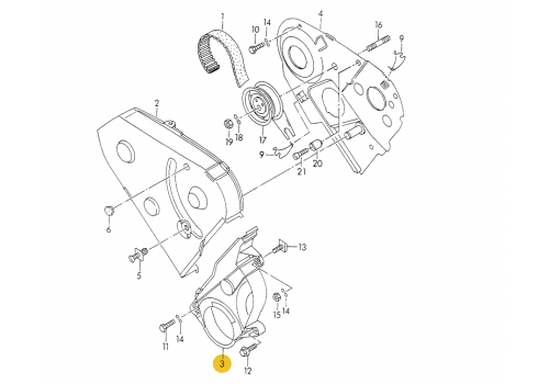 Кожух ремня ГРМ нижний +Т4 1,9D 93-> VAG 028109127H