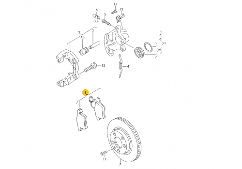 Колодки тормозные передние вентилируемые R16 98-->> VAG 7D0698151A