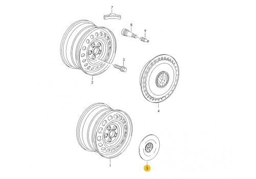 Колпак колесный черный VAG 7D060115101C