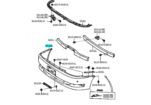 Бампер передний MARK II TOYOTA 5211922790 Б/У