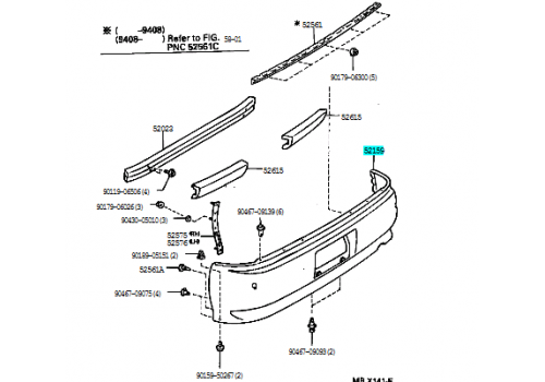 Бампер задний MARK II TOYOTA 5215922590 Б/У