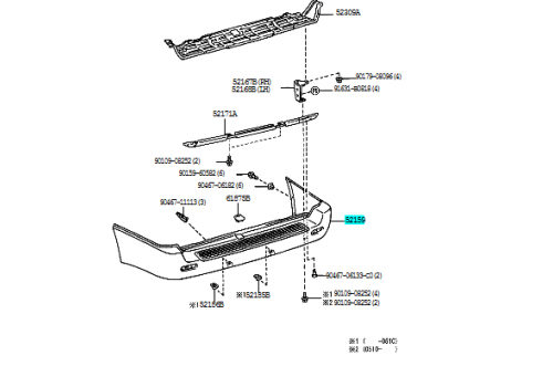 Бампер задний Land Cruiser 100 TOYOTA 5215960131 Б/У