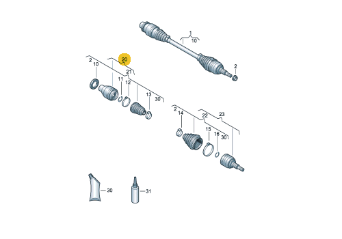 ШРУС внутренний R МКПП-6 3.2+4Motion VAG 7H0498104N