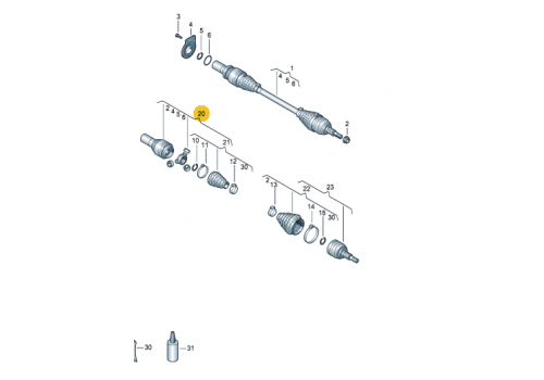 ШРУС внутренний CFCA CAAC CAAE L DSG +4motion VAG 7E0498103A