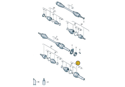 ШРУС внутренний R МКПП-6 2.5 GKN 304841