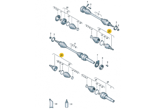 ШРУС наружный комплект 1.9 2.0 GKN 303993