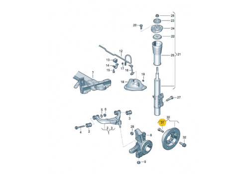 Шпилька крепления колеса перед + зад 46 + CRAFTER VAG 2D0501627A