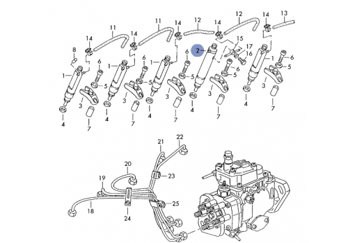 Форсунка в сборе управляющая ACV AUF AYC + LT-2 VAG 074130202P Б/У