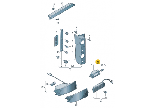 Фонарь задний подсветки номера VAG 2E0943021A
