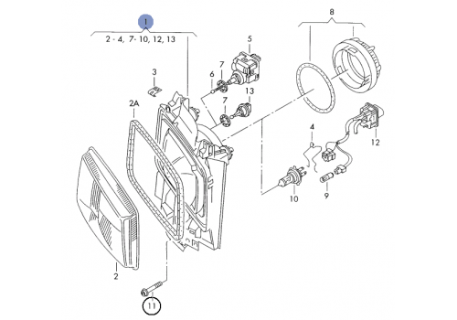 Фара с крепежом R DEPO 441-1129R-LD-E