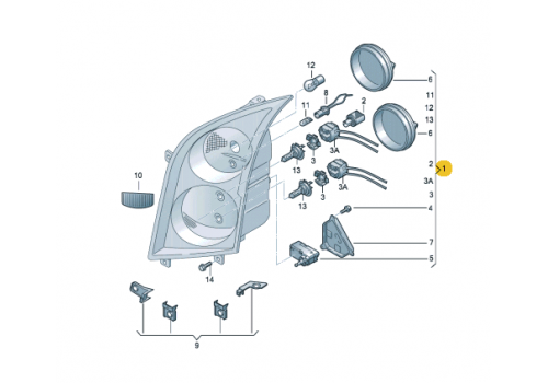 Фара R внутри черный DEPO 441-11B5R-LDEM2