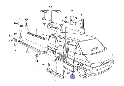 Уплотнитель сдвижной двери VAG 7D0843791C01C