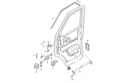 Уплотнитель передний двери L VAG 7D0837911