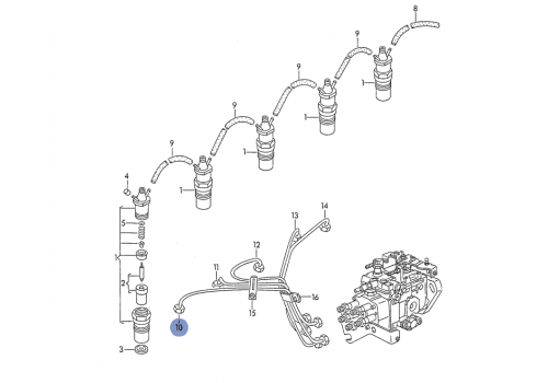 Трубка ТНВД к-т VAG 074130301D Б/У