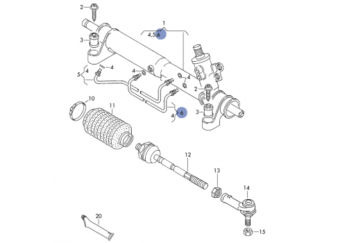 Трубка ГУР на рулевую рейку короткая VAG 701422141