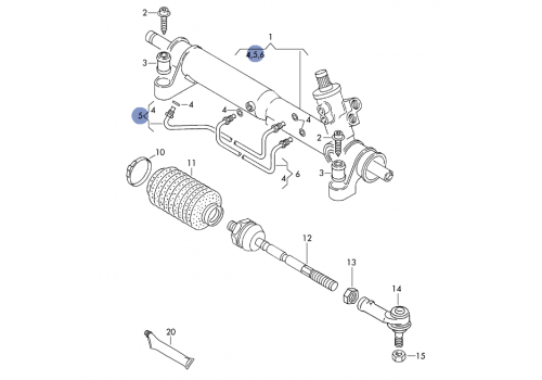 Трубка ГУР на рулевую рейку длинная VAG 701422142