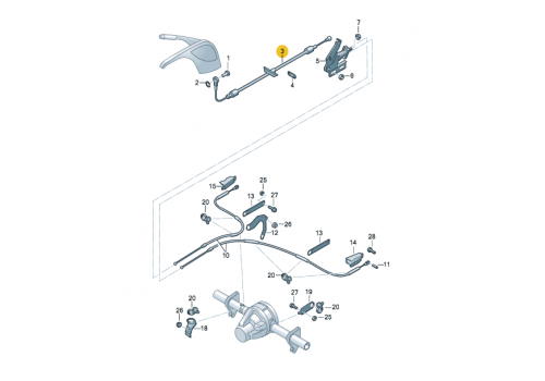 Трос ручника центральный складываемый база 3660мм A9064205485 VAG 2E0609701AP