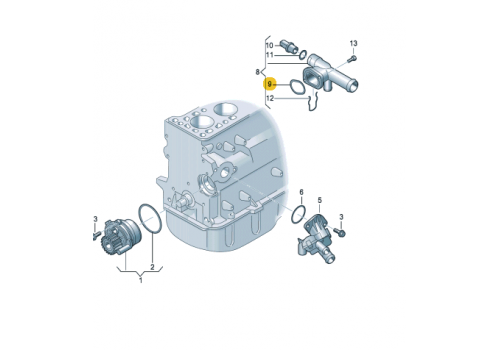 Тройник тосольный кольцо 2.0L VAG 038121688B