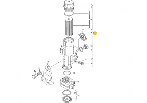 Корпус масляного фильтра 2.5 VAG 074115405T